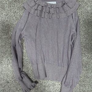 Zara Glittery Lavender Ruffle Sweater